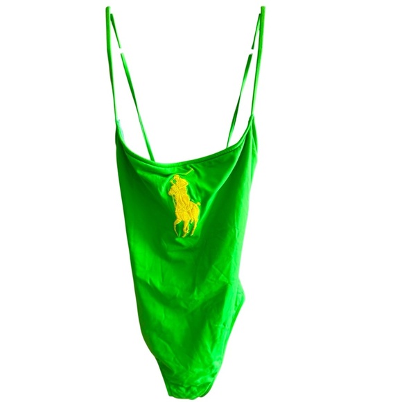 Ralph Lauren Blue Label Big Peony Yellow Green One Piece Swimsuit - Picture 1 of 9
